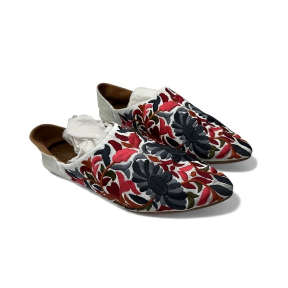 Sam Edelman Satin Embroidered Vijay Mules Slip-On Flats, Grey/Red/Blue, 8M - Picture 5 of 9